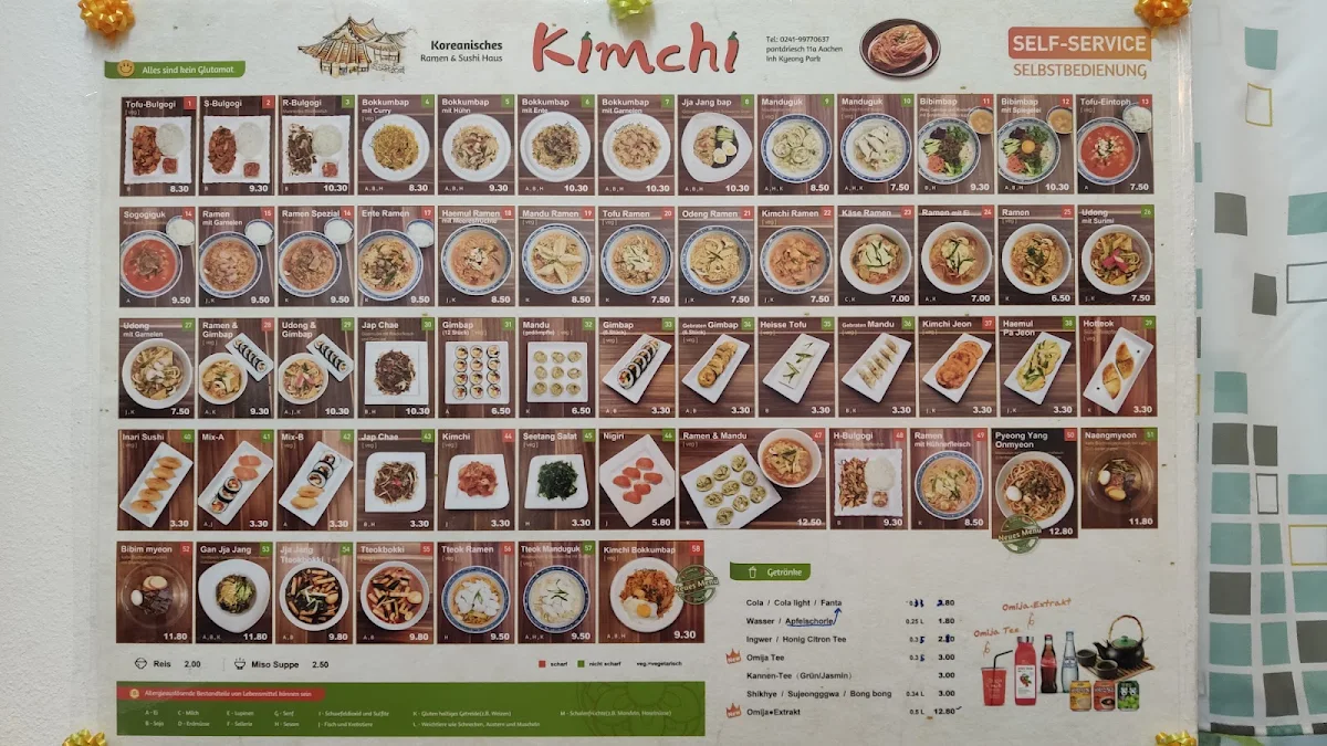 Speisekarte, Kimchi