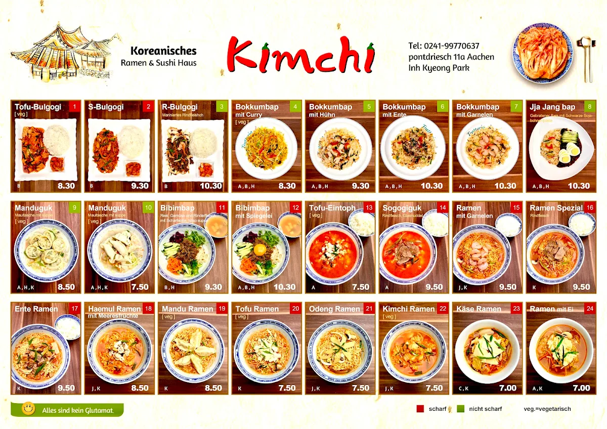 Speisekarte, Kimchi