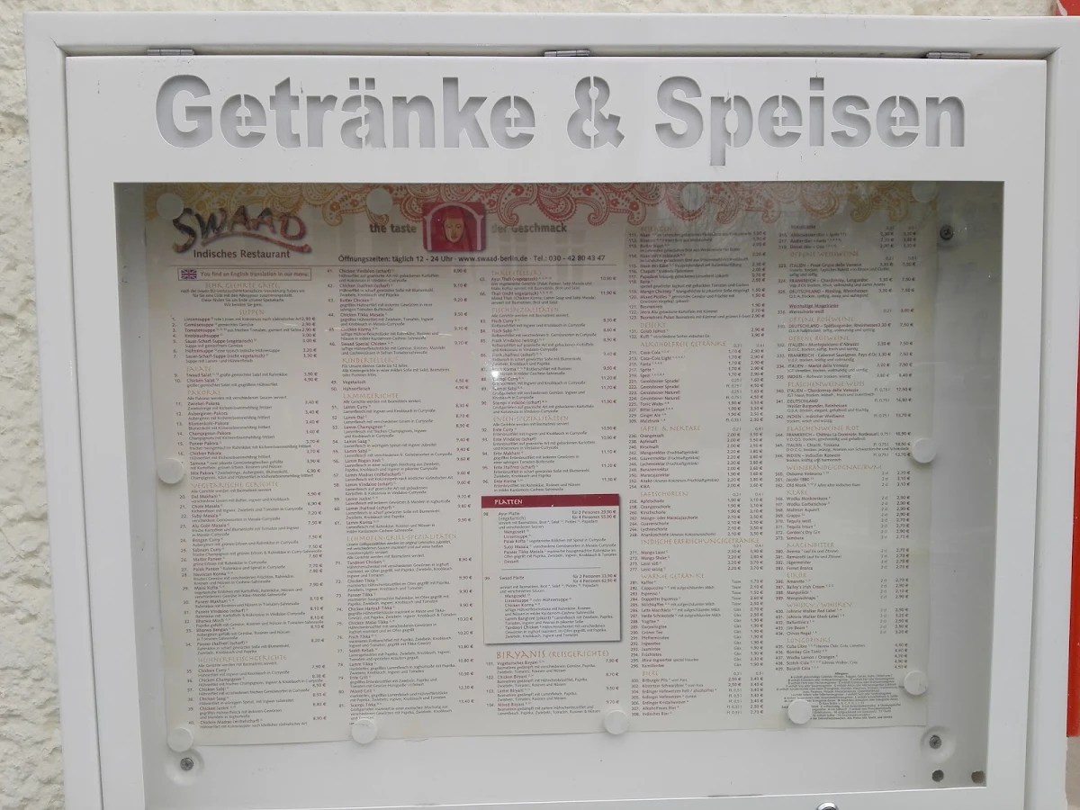 Speisekarte, Swaad