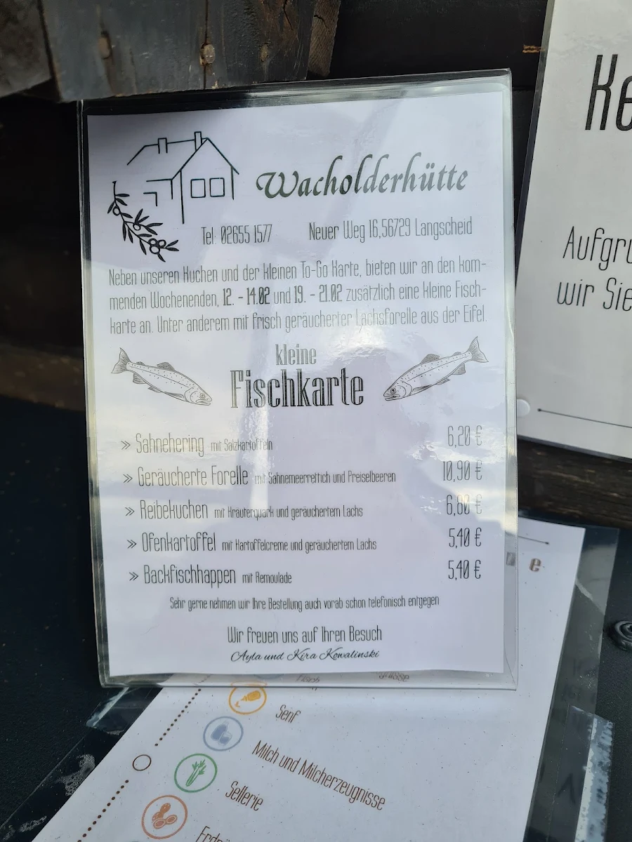 Speisekarte, Wacholderhütte