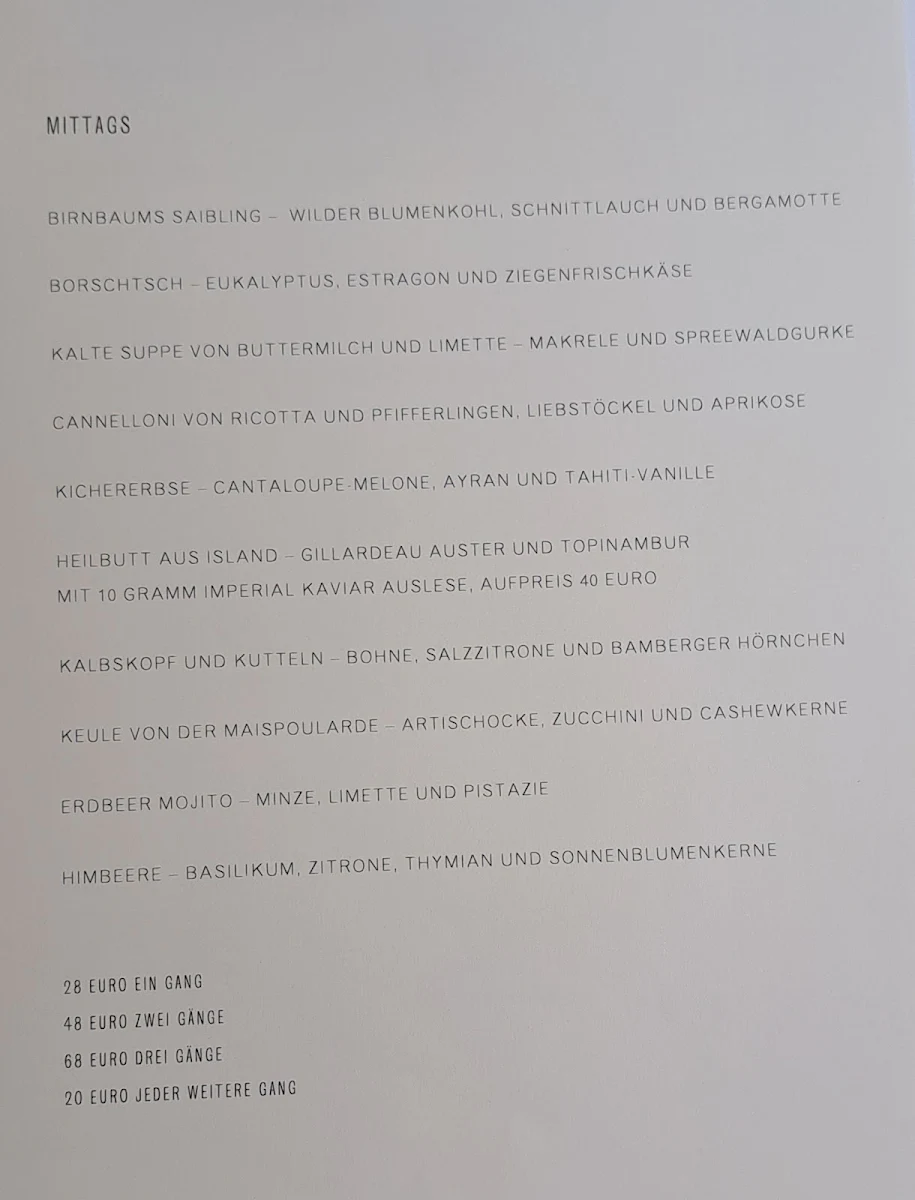 Speisekarte, FACIL