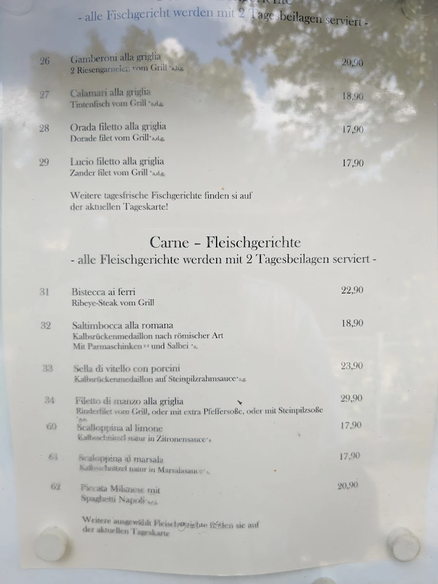 Speisekarte, Bella Italia da Alessandro
