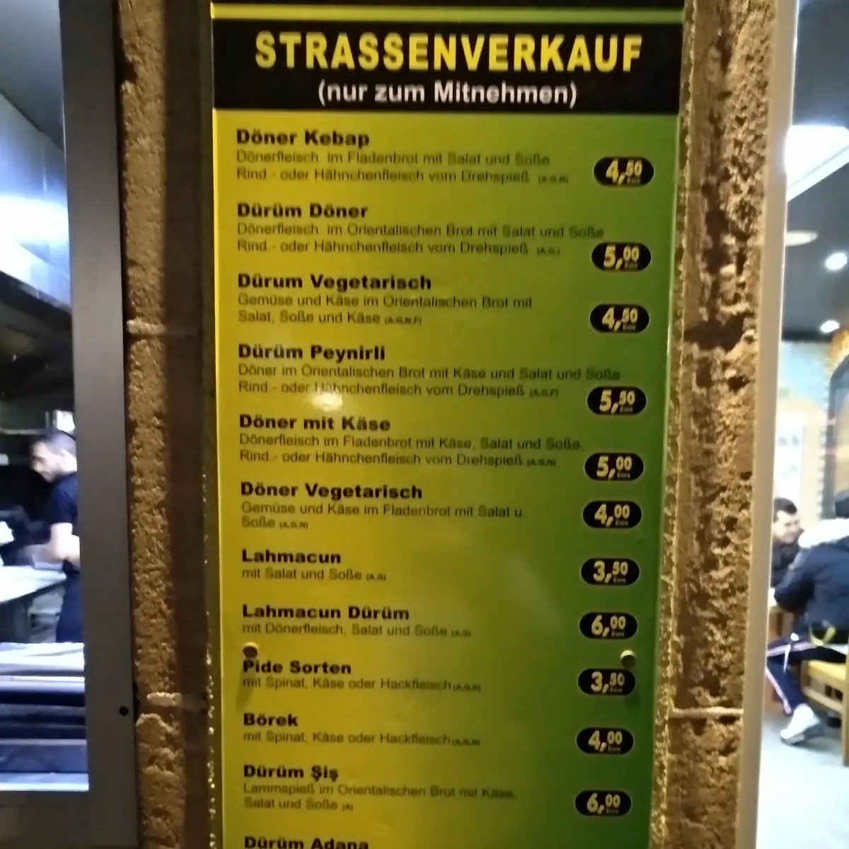 Speisekarte, Urfa Dürüm Döner Nürnberg