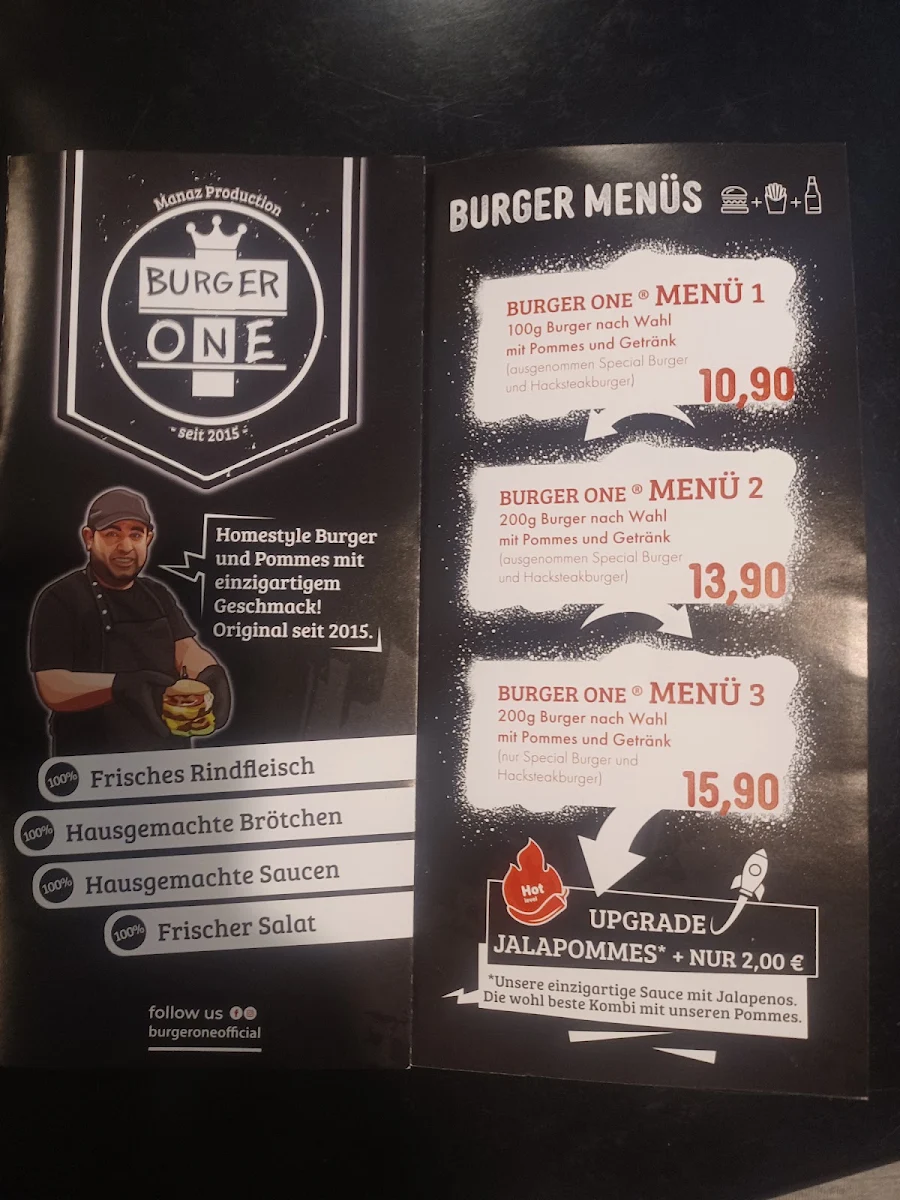 Speisekarte, Burger One
