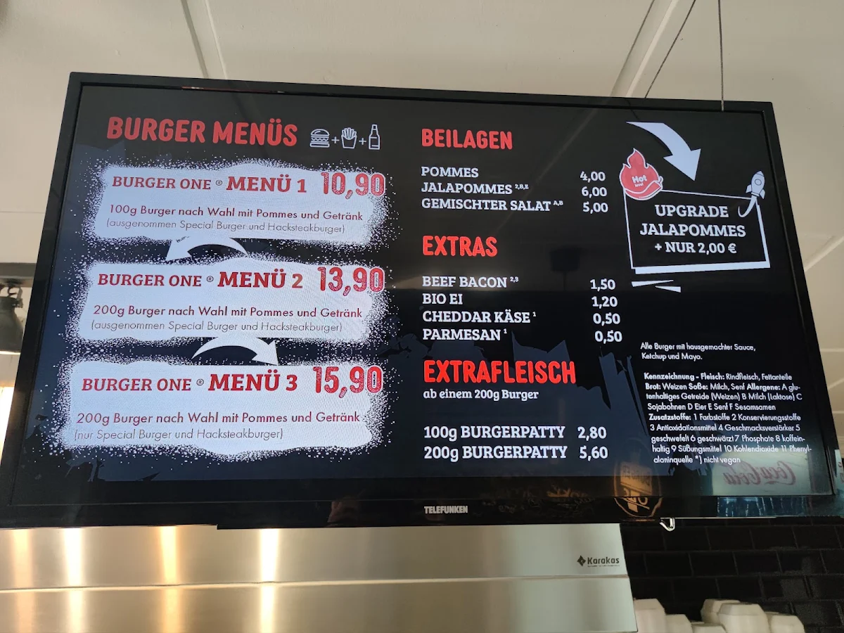 Speisekarte, Burger One