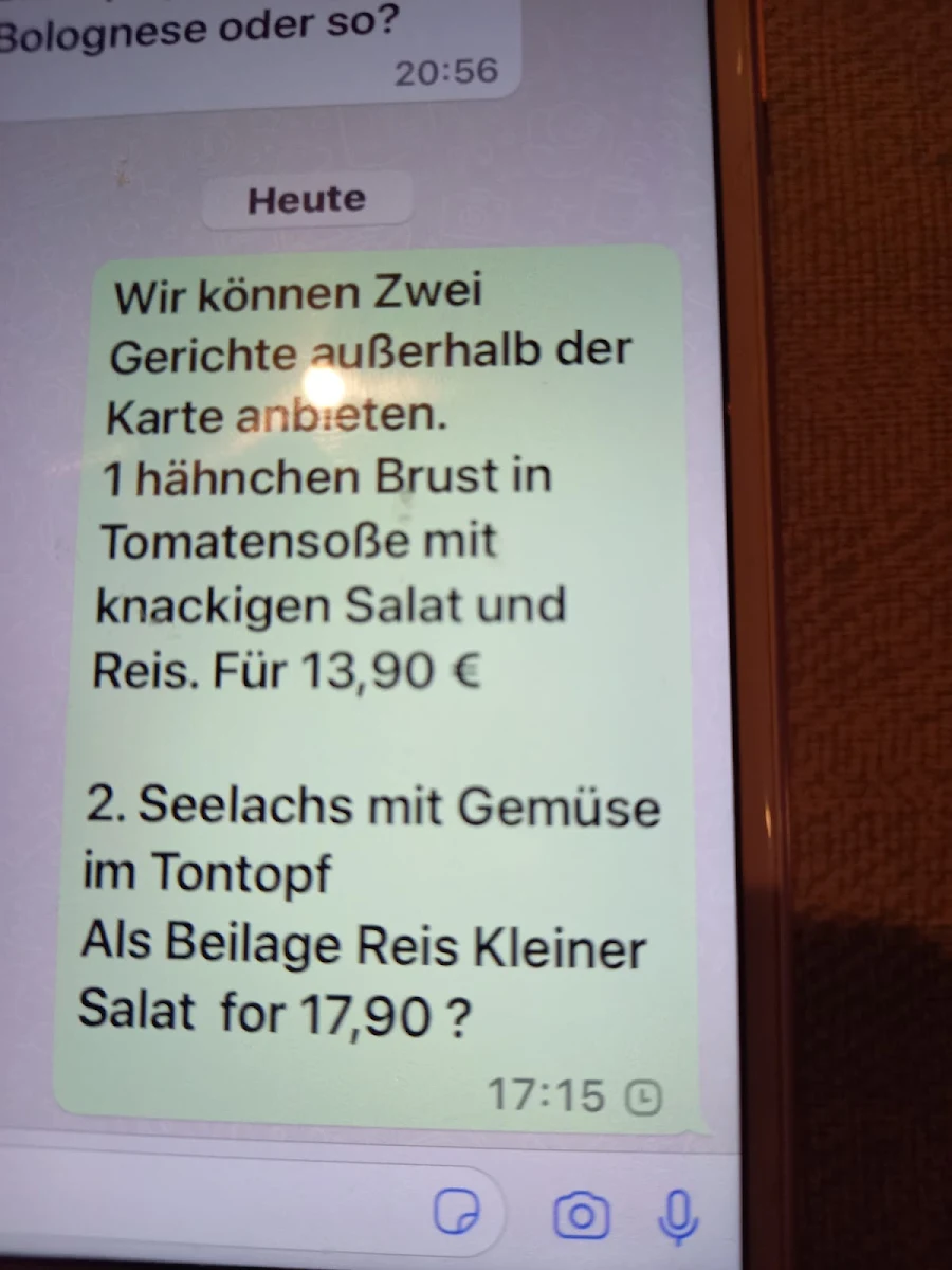 Speisekarte, Hotel Tiefgang - Restaurant Piccolo