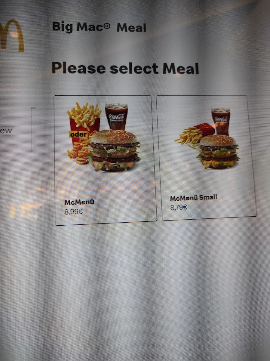 Speisekarte, McDonald's