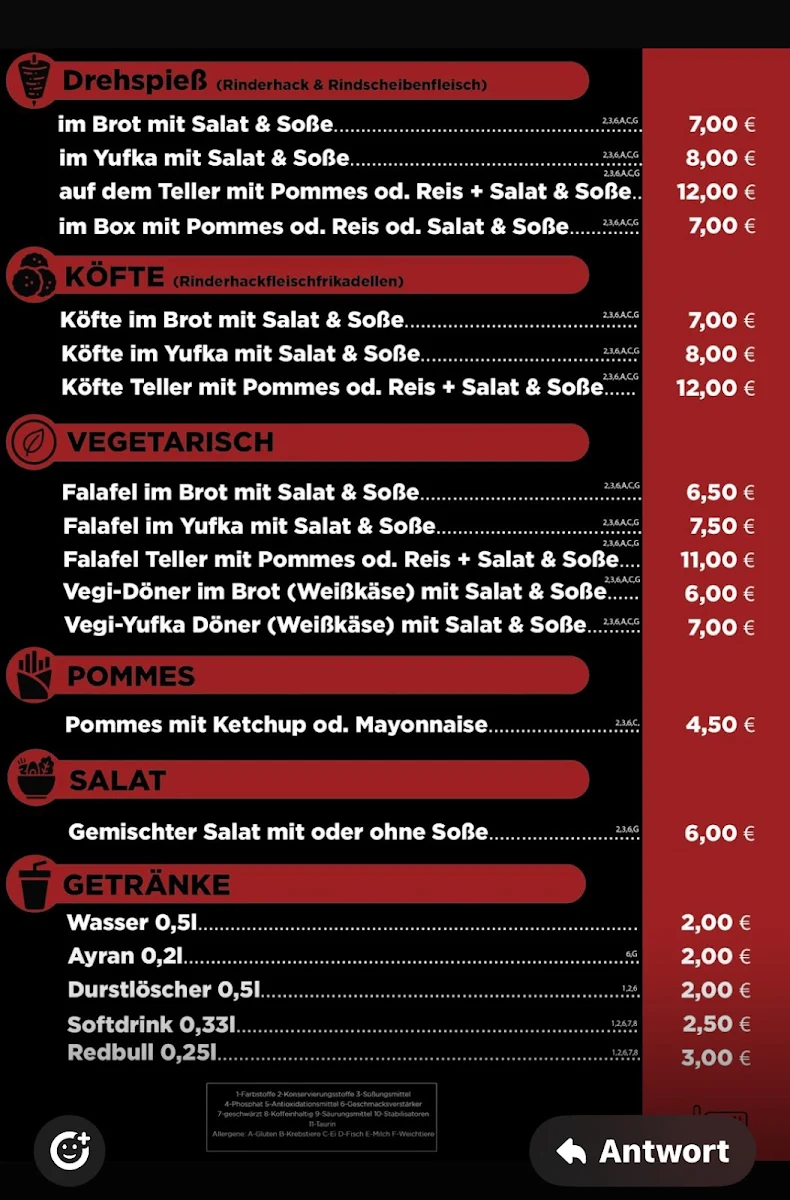 Speisekarte, Pascha's