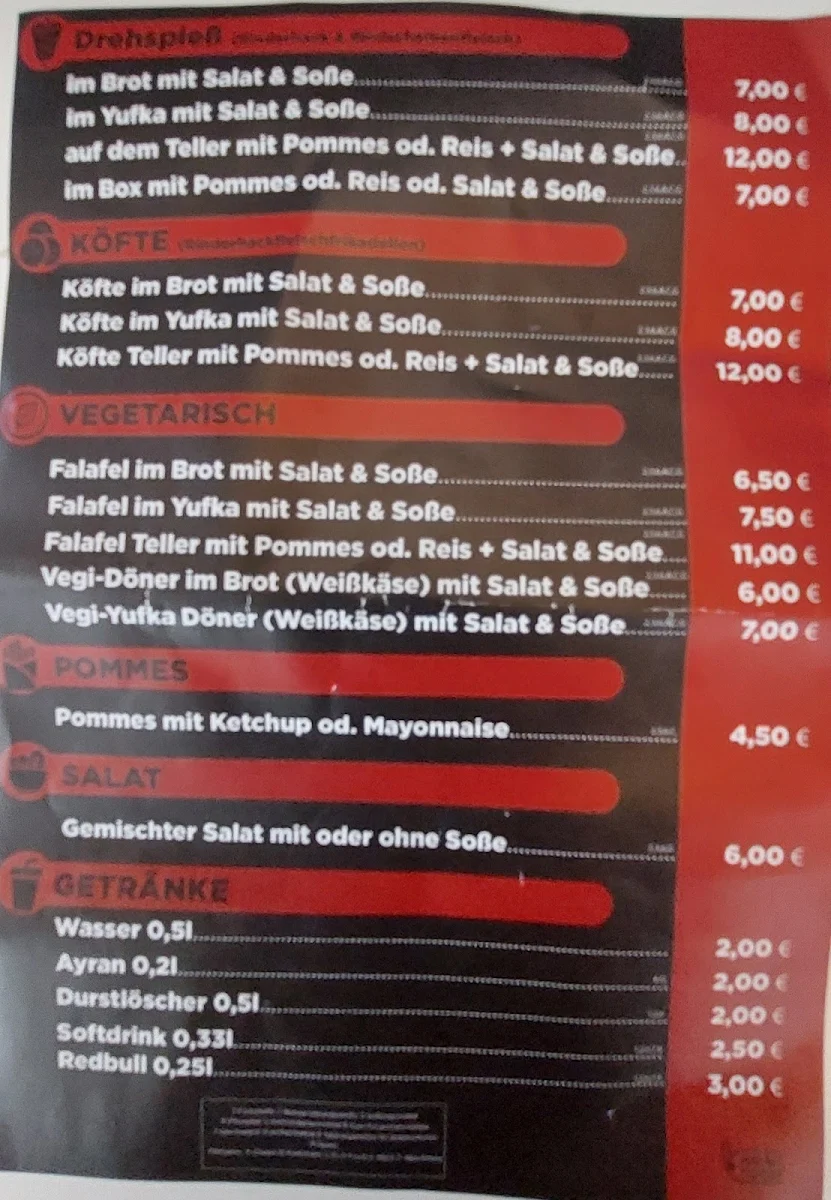 Speisekarte, Pascha's