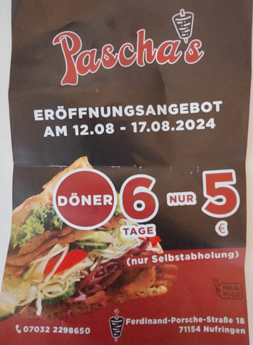 Speisekarte, Pascha's