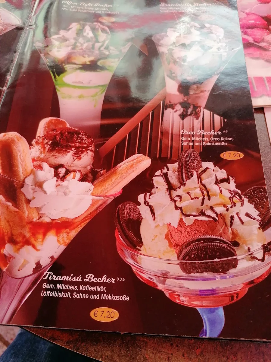 Speisekarte, Eiscafé Tirreno