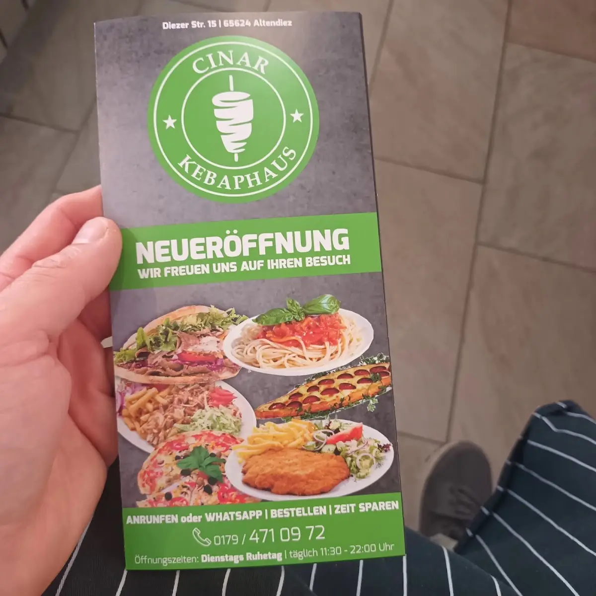 Speisekarte, Çınar Kebaphaus