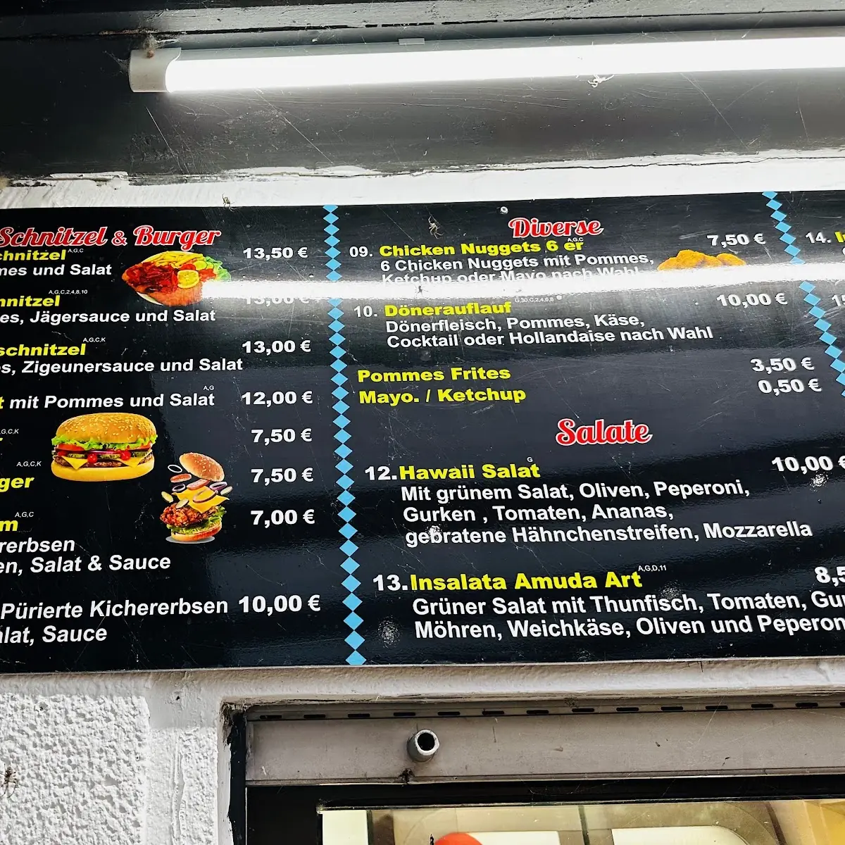 Speisekarte, Pizzeria