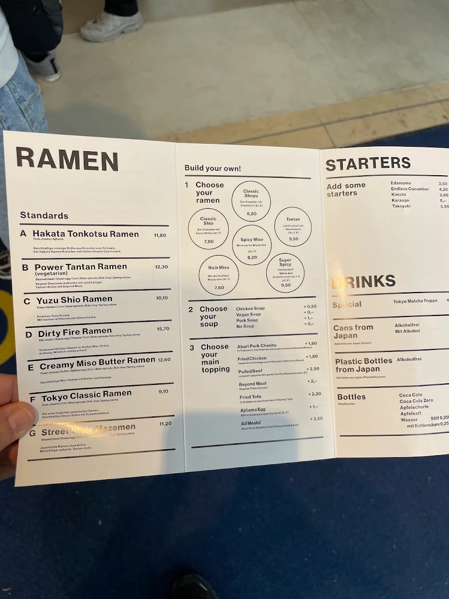 Speisekarte, URA-HARA Ramen Café Karlsruhe