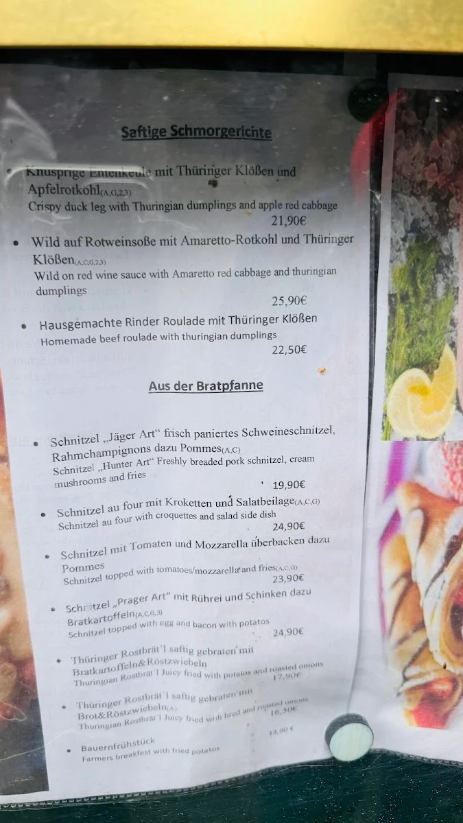Speisekarte, Waldgasthaus "Sankt Marien"