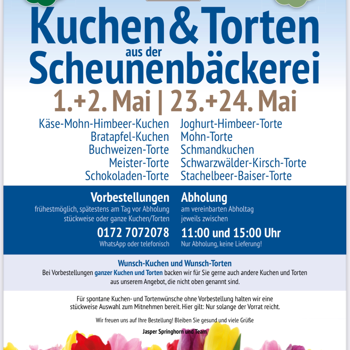 Speisekarte, Ole Müllern Schün Bauerncafé