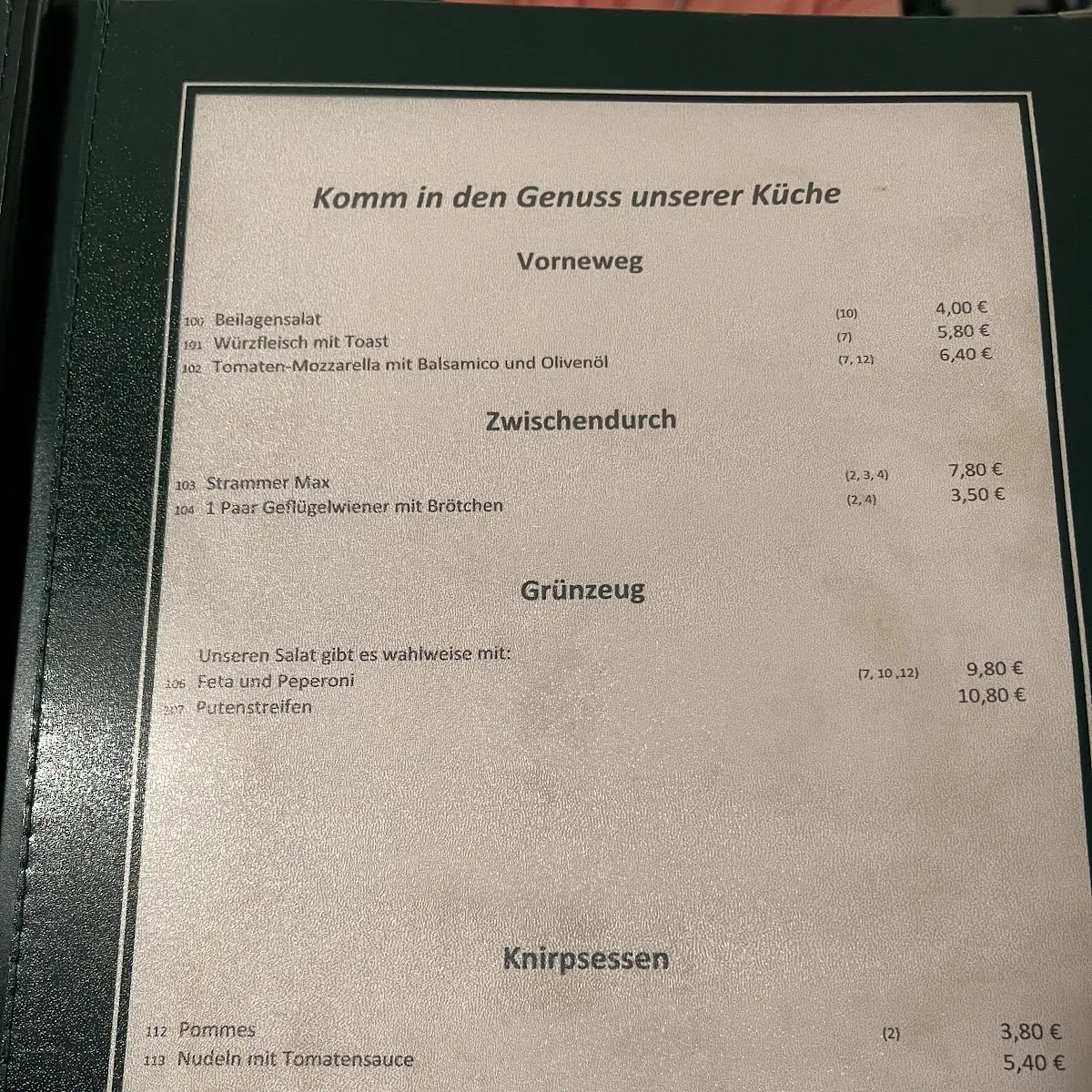 Speisekarte, Gasthof & Pension "Zum Alten Forsthaus"
