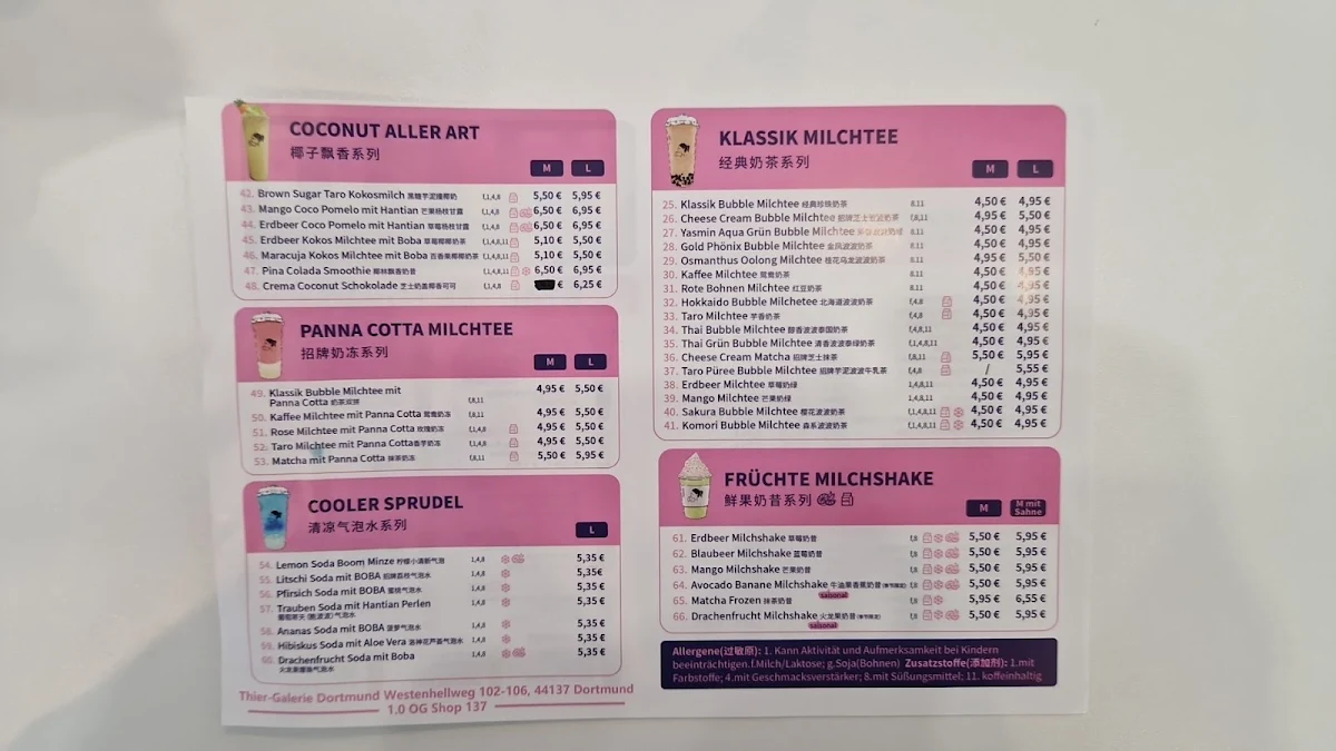 Speisekarte, Beautee Bubble Tea Dortmund