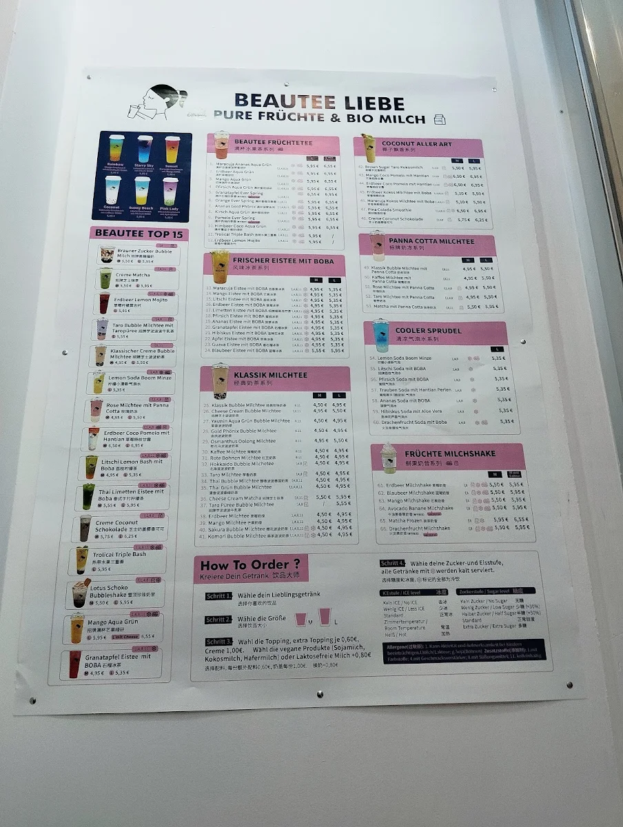 Speisekarte, Beautee Bubble Tea Dortmund