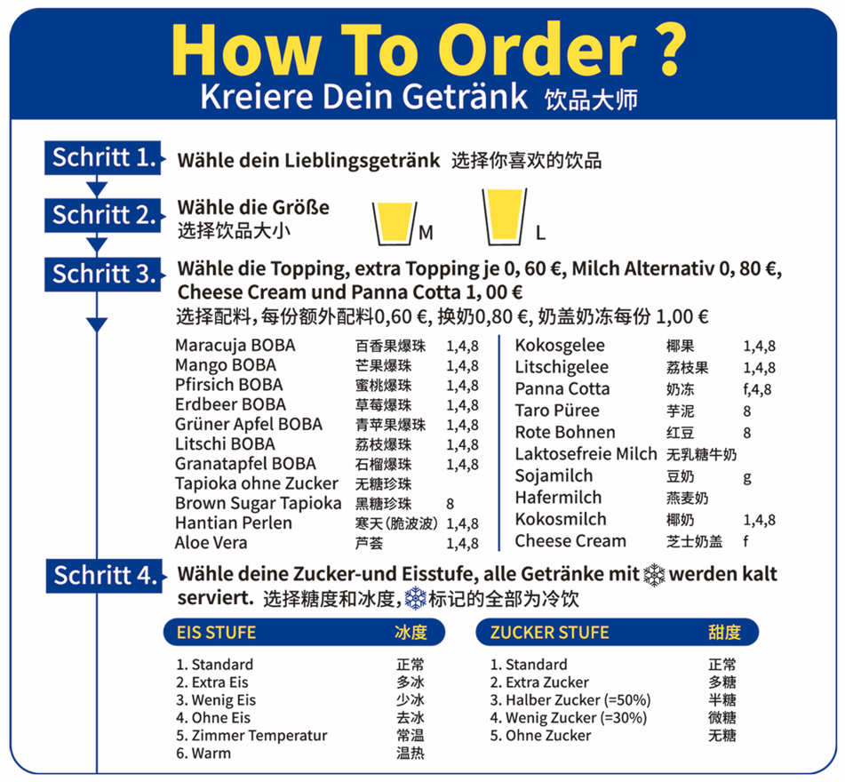 Speisekarte, Beautee Bubble Tea Dortmund