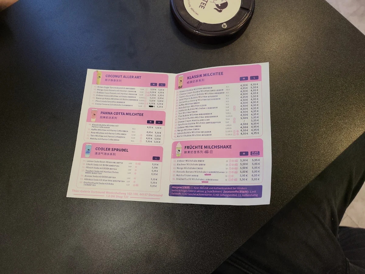 Speisekarte, Beautee Bubble Tea Dortmund