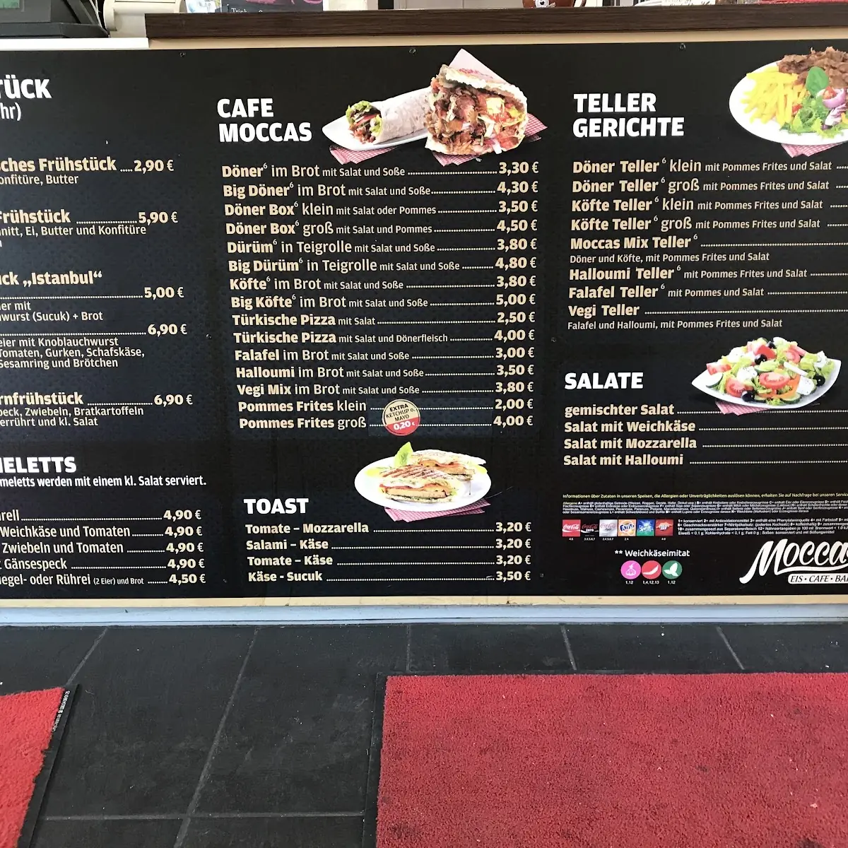 Speisekarte, Moccas