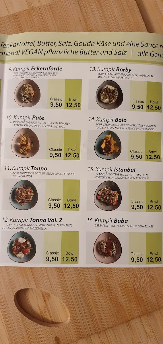Speisekarte, Ecke Kumpir