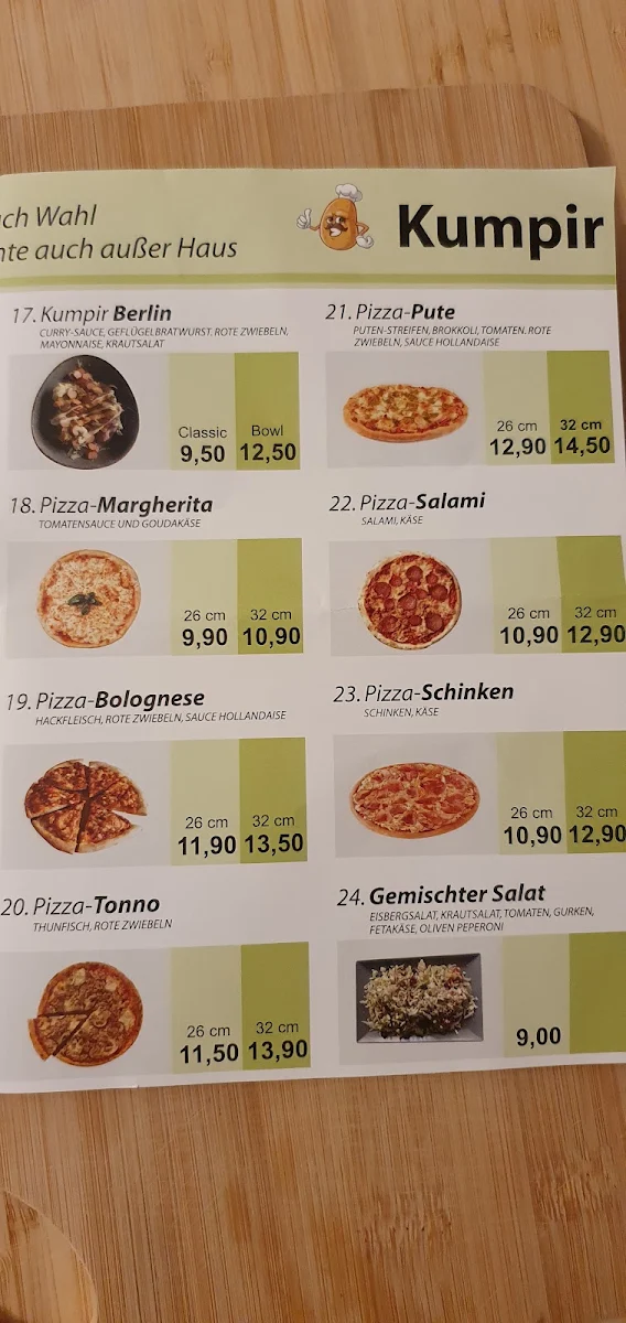 Speisekarte, Ecke Kumpir