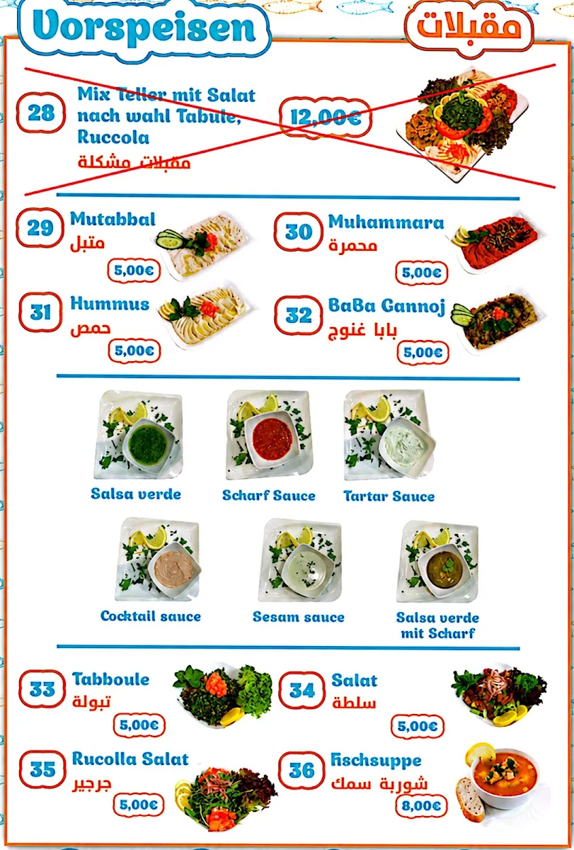 Speisekarte, Fischland Restaurant