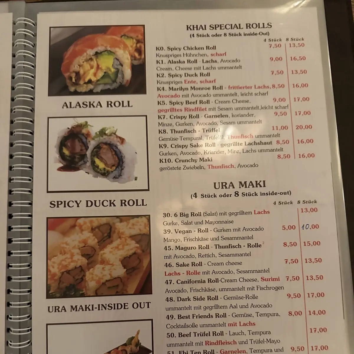 Speisekarte, KHAI Sushi & More
