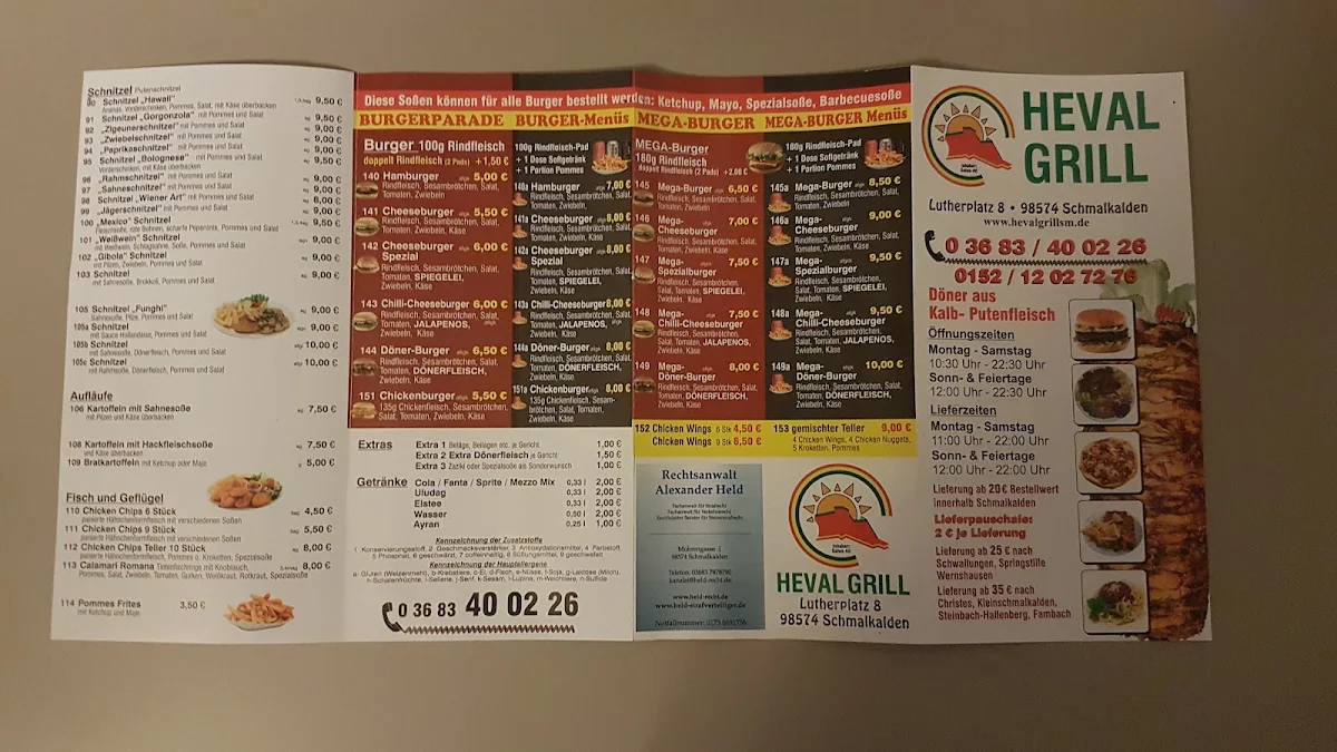 Speisekarte, Heval-Grill