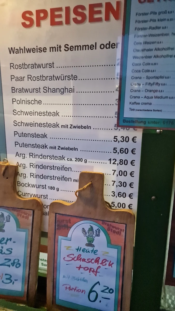 Speisekarte, Bratwurst-Stadl