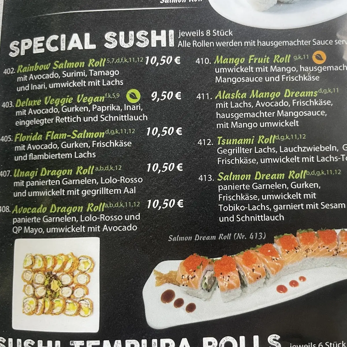 Speisekarte, Hoshino