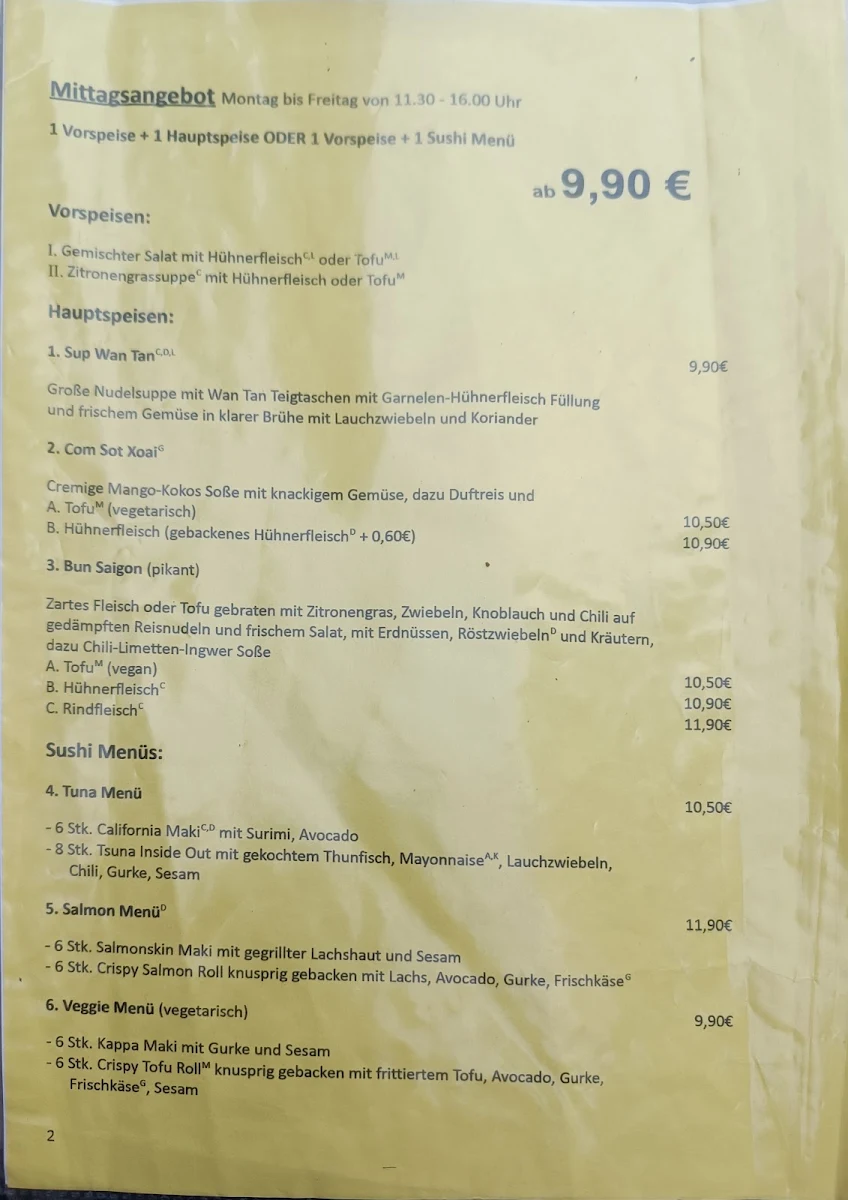 Speisekarte, Hoa Lan