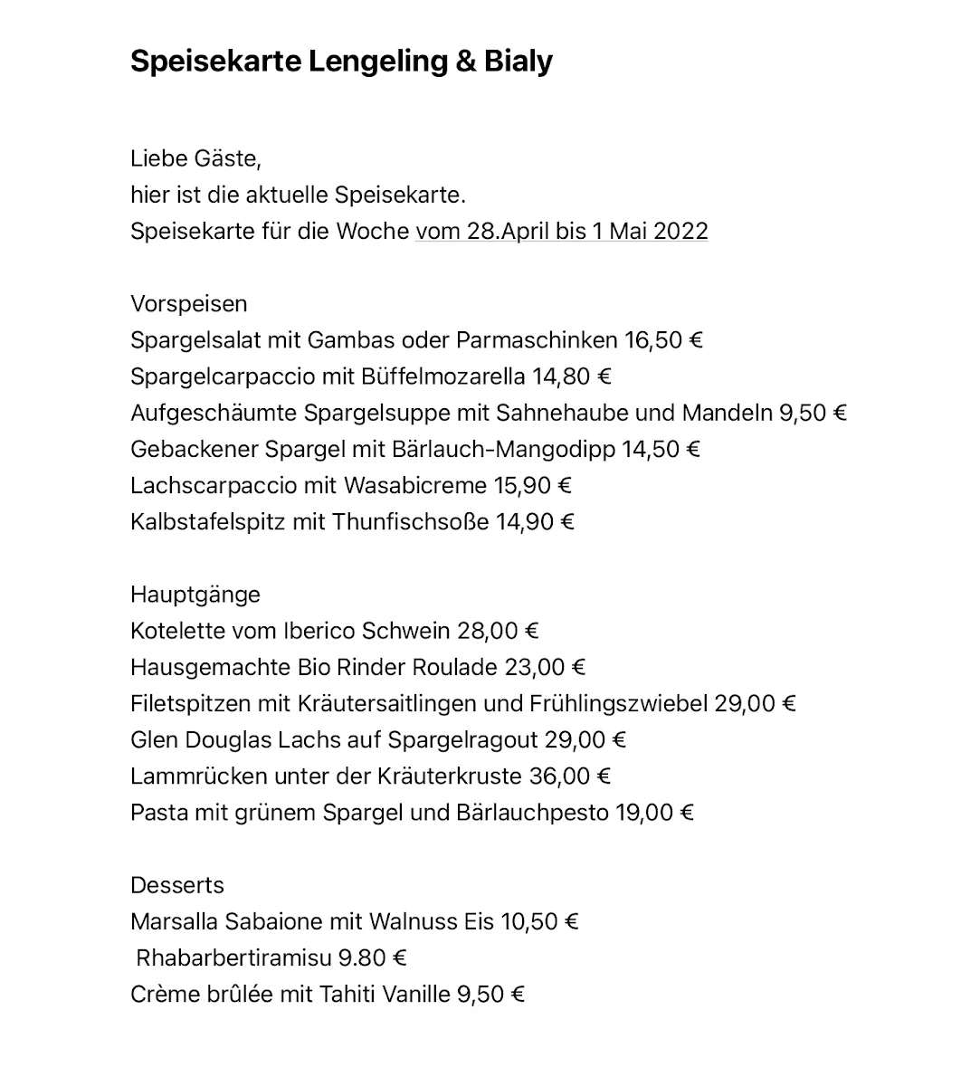 Speisekarte photo 2