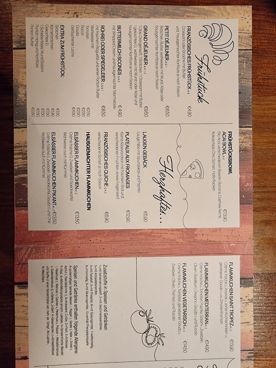Speisekarte, Pâtisserie Cannelle