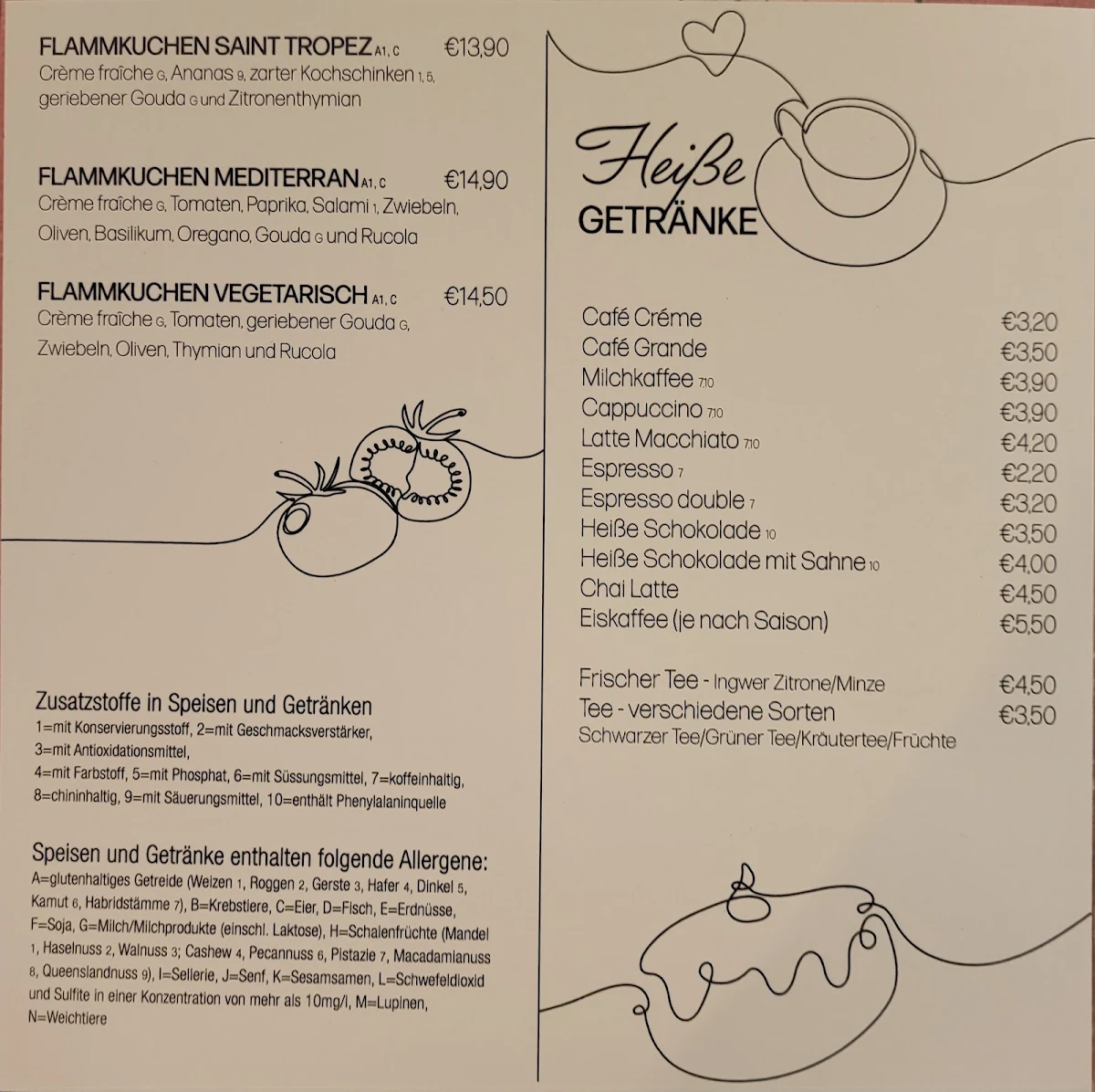Speisekarte, Pâtisserie Cannelle