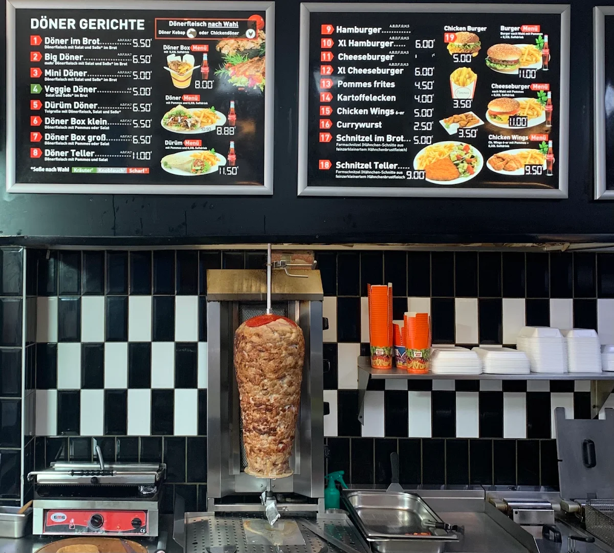 Speisekarte, Döner x Burger