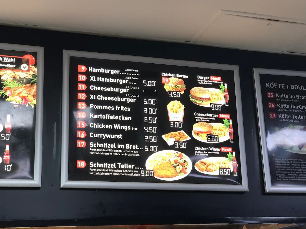 Speisekarte, Döner x Burger