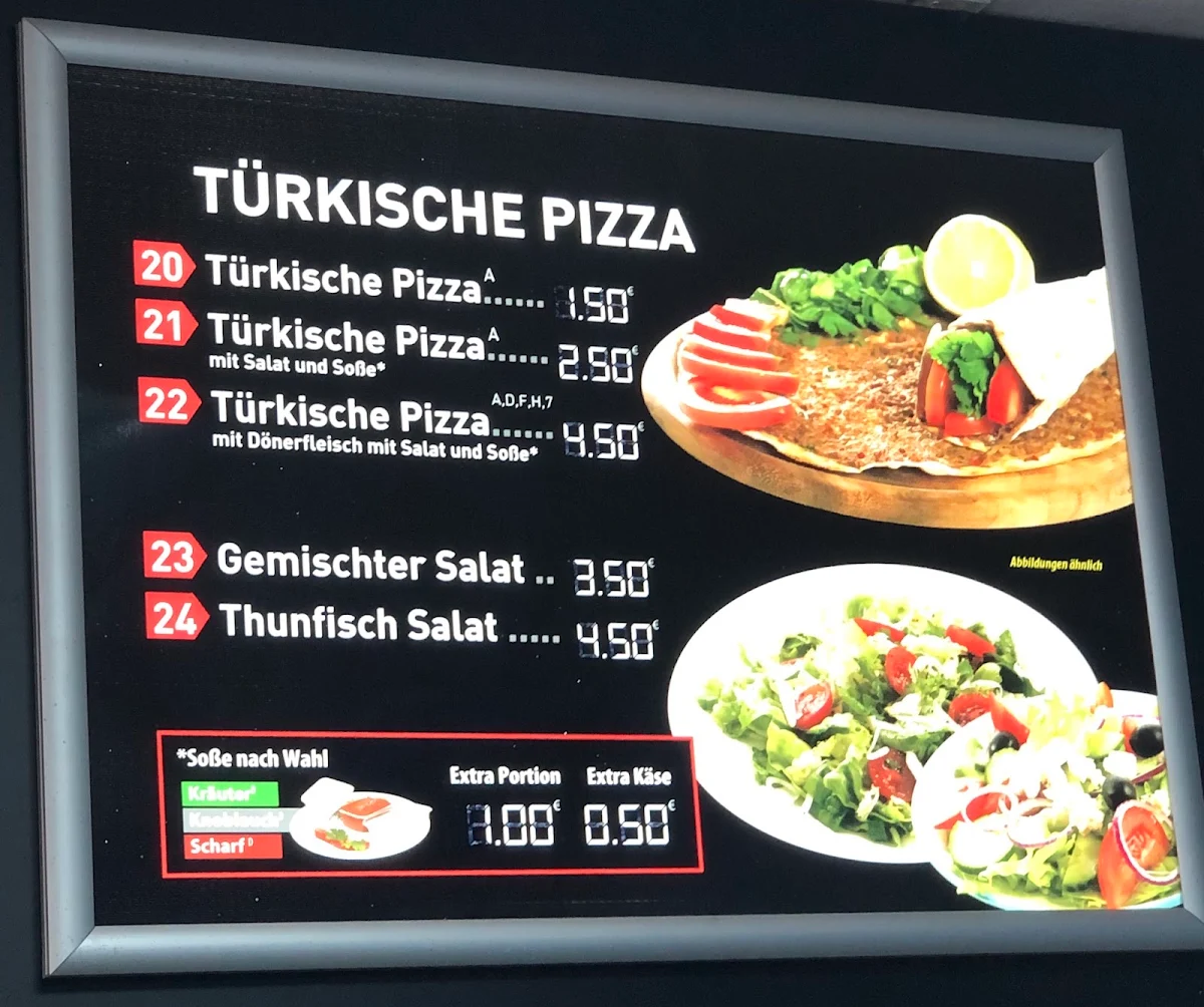 Speisekarte, Döner x Burger