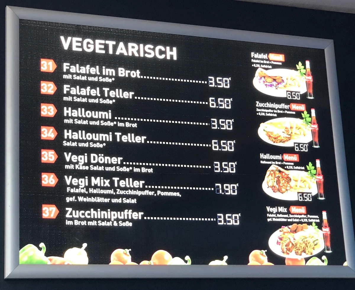 Speisekarte, Döner x Burger