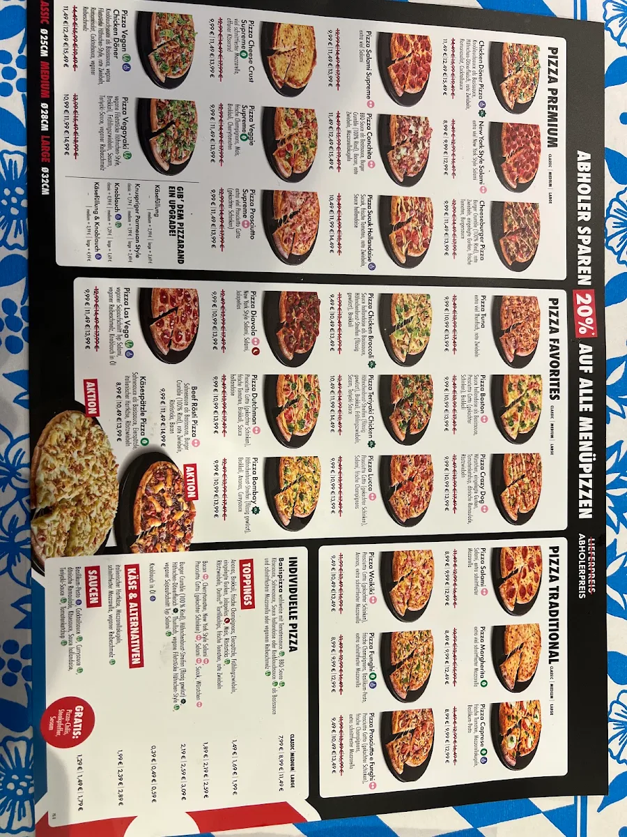 Speisekarte, Domino's Pizza Berlin Wedding