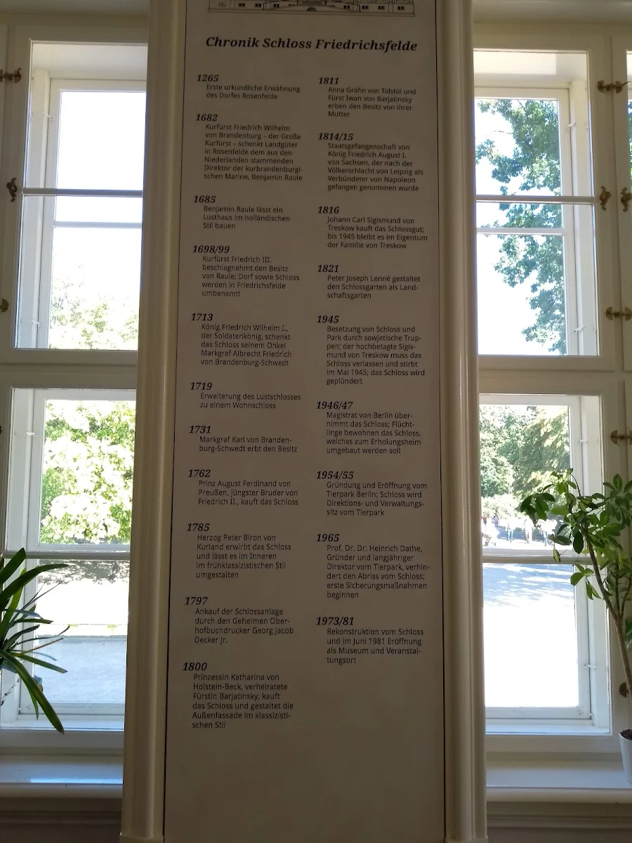 Speisekarte, Café Schloss Friedrichsfelde