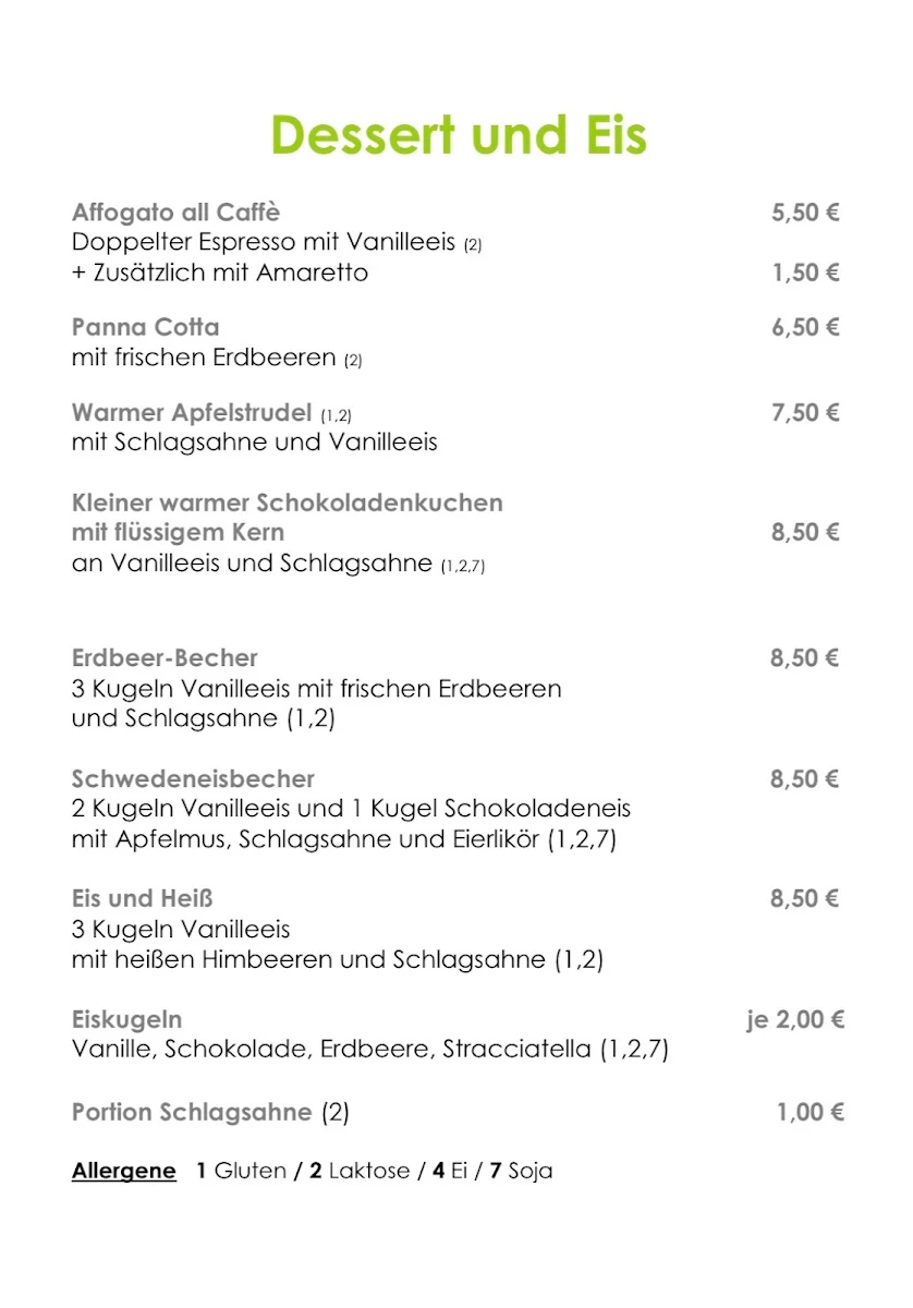 Speisekarte, Restaurant Der Wilde Schwan