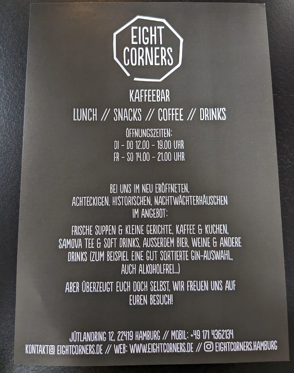 Speisekarte, Eight Corners Kaffebar / Bistro - Claudia Schäfer
