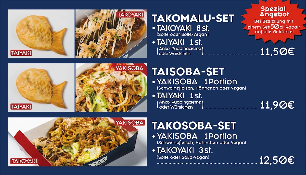 Speisekarte, TAKOMALU Tako-Yaki Stand Japan