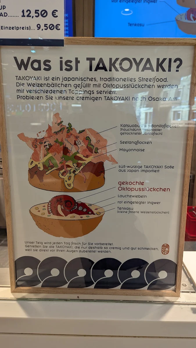 Speisekarte, TAKOMALU Tako-Yaki Stand Japan