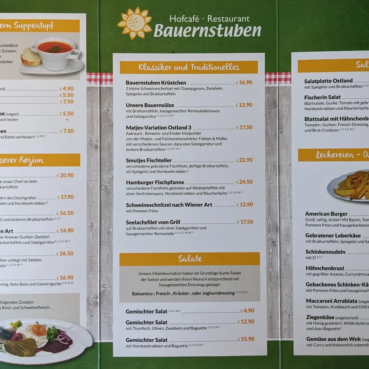 Speisekarte, Hofcafe Bauernstuben im Ostland