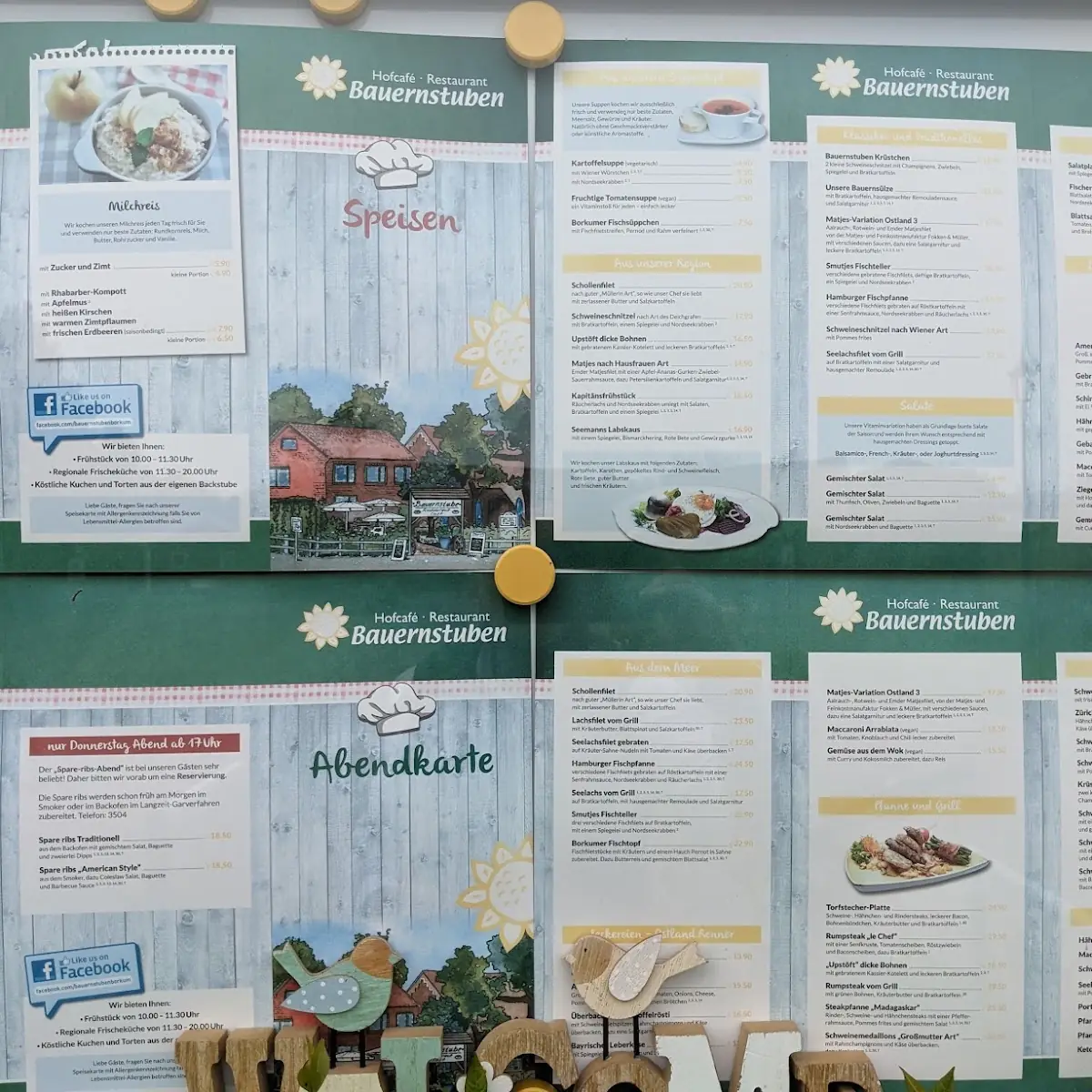 Speisekarte, Hofcafe Bauernstuben im Ostland
