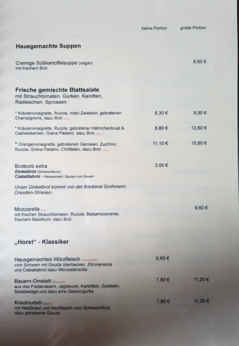 Speisekarte, El Horst